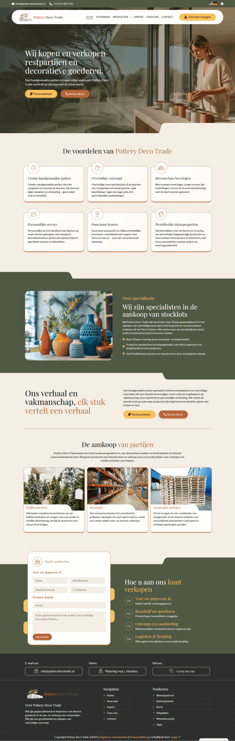 Website van Pottery Deco Trade