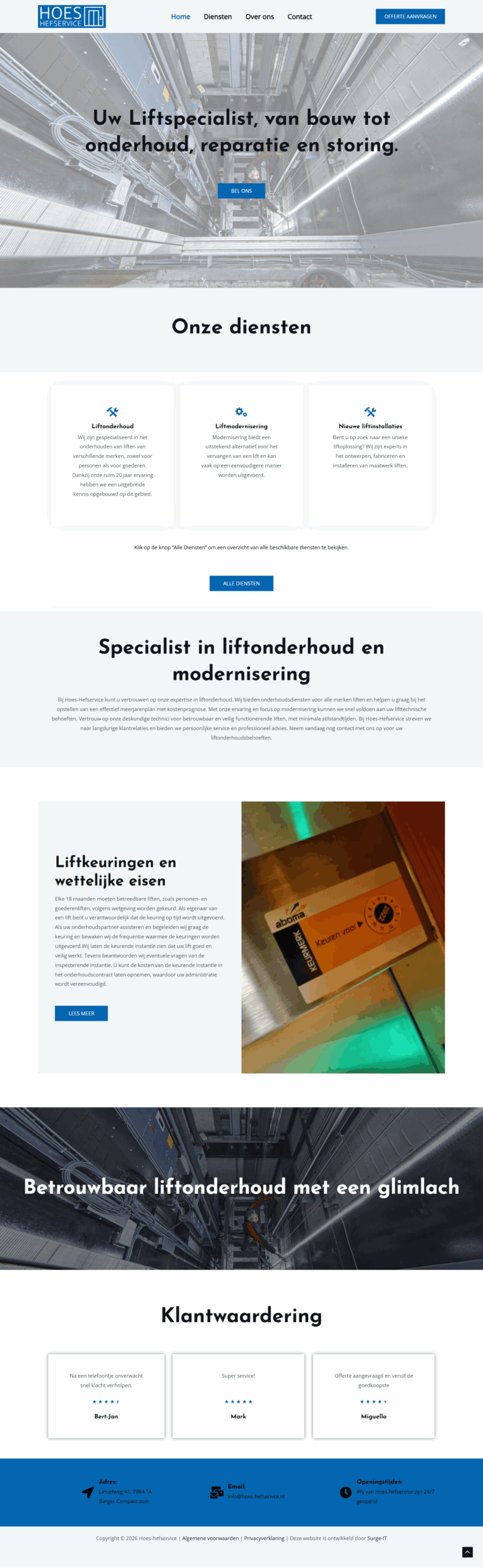 Website van Hoes Hefservice
