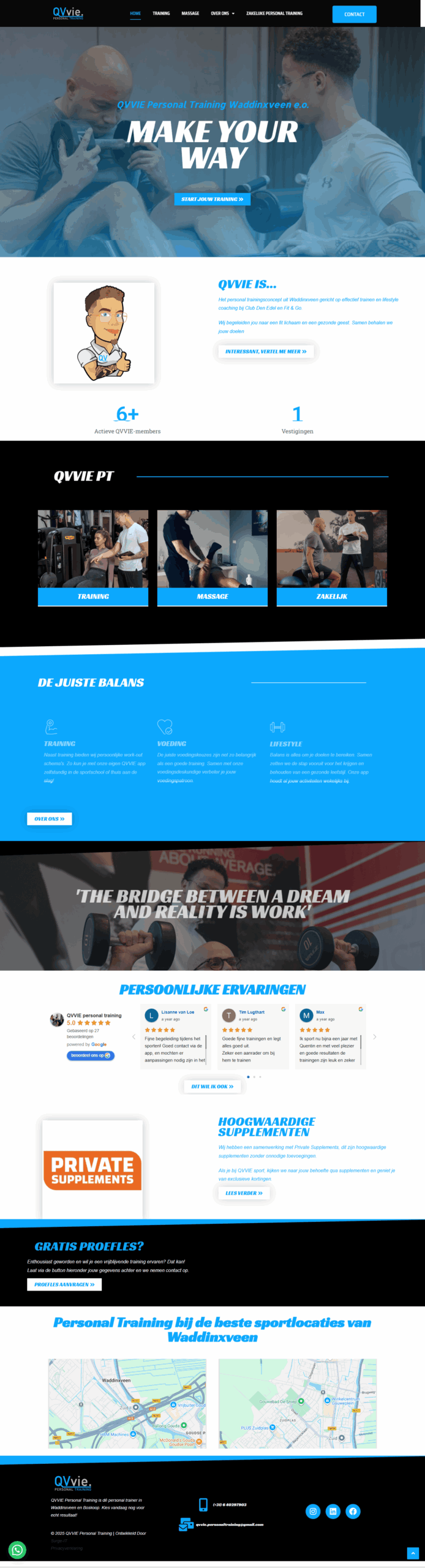 Website van QVVIE Personal Training Waddinxveen